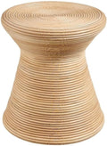 Modway Tavi Natural Rattan Hourglass Round Side Table in Natural – 16 Inch Small Accent End Table for Living Rooms, Bedrooms, or Covered Patios