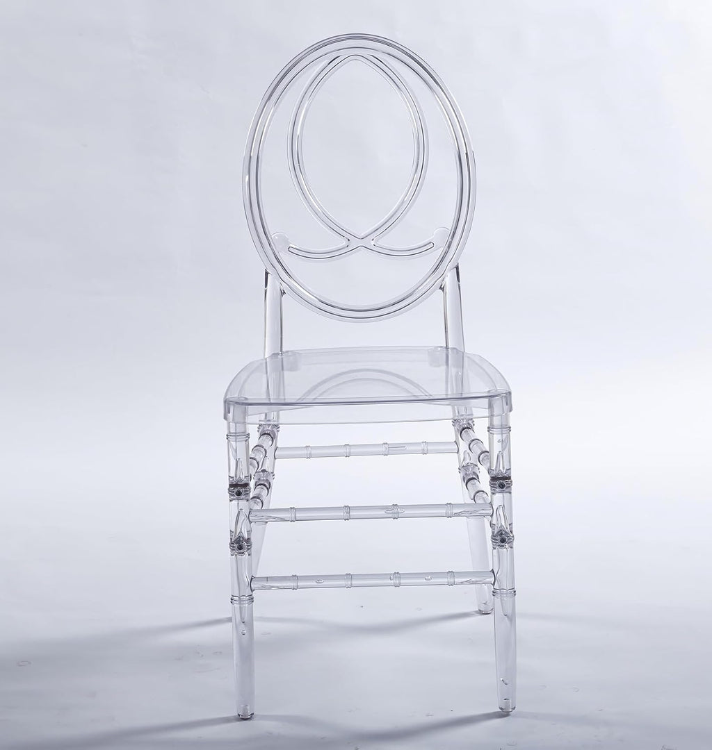 Clear Dining Chairs Set of 20, Stackable Plastic Kitchen Dining Room Chair, Modern Acrylic Ghost Chair, Crystal Chiavari Chairs High Back for Wedding Banquet Party Event Indoor(Oval)