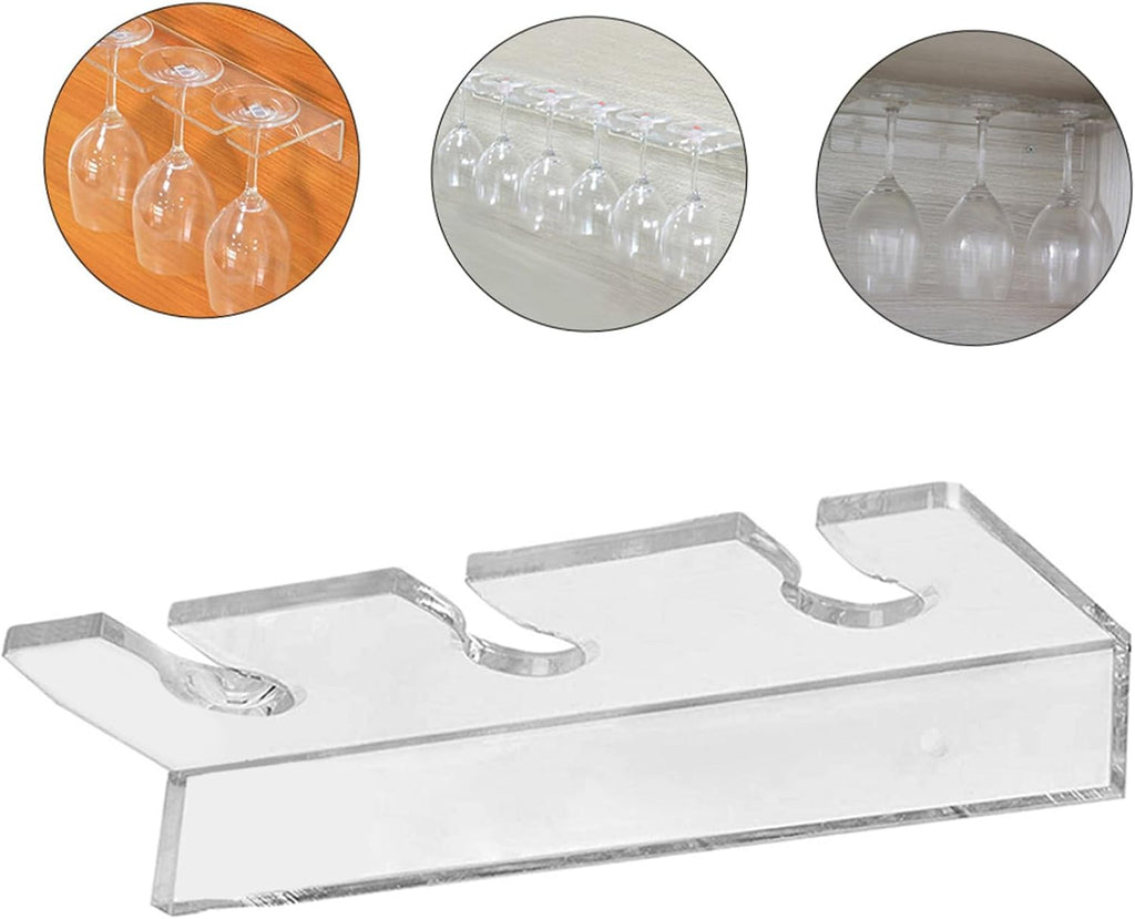 Wall-Mounted Acrylic Wine Glass Holder - 3 Positions Wine Storage Rack for Glasses Storage Hanger Space-Saving Goblet Rack