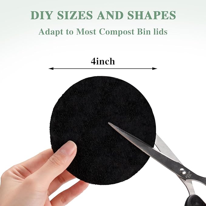 Vipush Charcoal Filters for Kitchen Compost Bin - 12 Pack Activated Carbon Filters for Countertop Bin Pail Replacement, Activated Charcoal Home Bucket Refill Sets