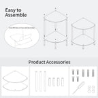 Clear Triangle Acrylic Side Table for Small Space, 11.81" L x 11.81" W x 19.82" H, 2-Tier Corner Shelf Stand End Table for Living Room Bedroom, Corner Display Rack Storage Shelf for Bathroom