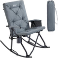 Portal Oversized Padded Folding Rocking Camping Chair Outdoor 400 LBS | Padded Folding Rocking Camping Chair Recliner Portable Heavy Duty Hard Armchair Rocker for Patio, Lawn and Outdoor