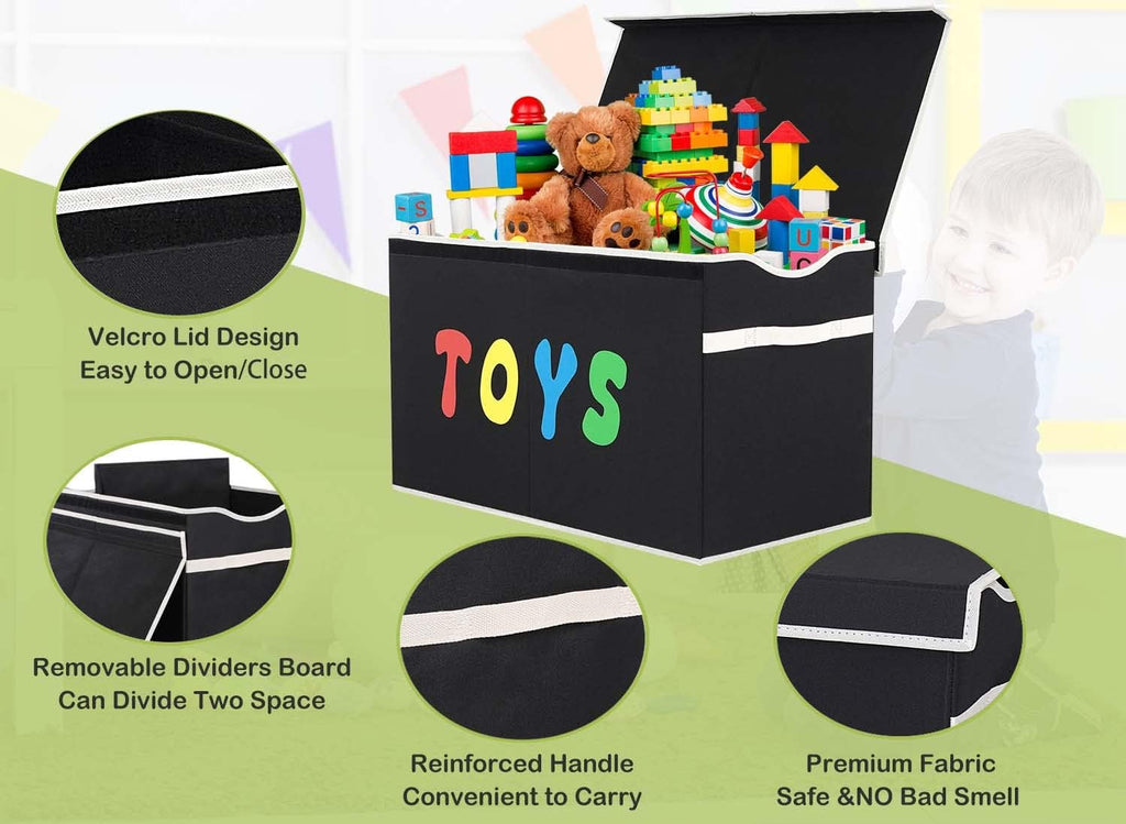 YOLOXO 2 Pack Toy Box Chest, Collapsible Sturdy Storage Bins with Lids, Extra Large Kids Toy Storage Organizer Boxes Bins Baskets