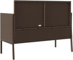 Brown Poly Rattan Outdoor Storage Bench with Cushion, PE Rattan Patio Seating with Waterproof Storage Bag and Gas Spring Lid