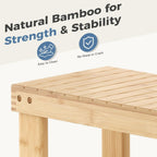 Simple Deluxe Shoe Rack Bench, 3-Tier Bamboo Storage Organizer, 286lb Capacity Entryway Bench for Front Door, Bedroom, Living Room, Bathroom, Balcony, Stylish Shoes Wood (11.3 x 19.7 x 17.8 Inches)