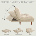 DreamDashio Futon Sofa Bed, 69'' Futon Couch with Adjustable Backrest, Folding Sleeper Recliner, Corduroy Convertible Sleeper Sofa Bed for Apartment, Living Room, Office, Beige