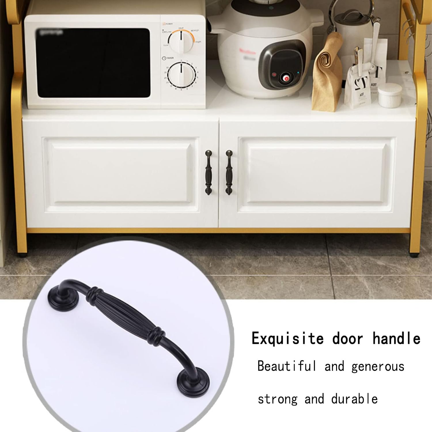 3 Tier Kitchen Rack with Side Hooks Microwave Stand and Utility Storage Shelf Metal Frame Storage Shelves (100cm)