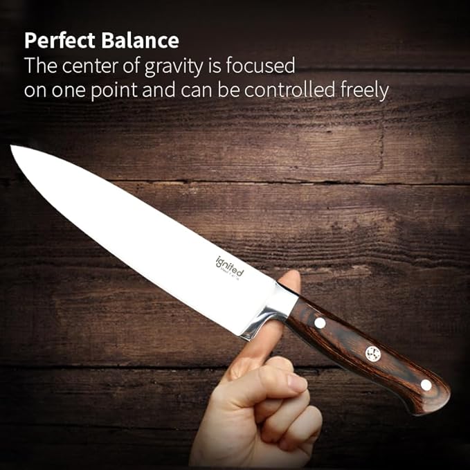 Professional 8 Inch Chef Knife, 1.4116 German High Carbon Steel Kitchen Chef Knife, Chefs Knife With Pakkawood Handle, Dual Blade Sharp Kitchen Knife With Gift Box
