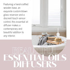 Elegance Nebulizing Essential Oil Diffuser for Aromatherapy by Organic Aromas - Light-Colored Wood Base and Glass Reservoir