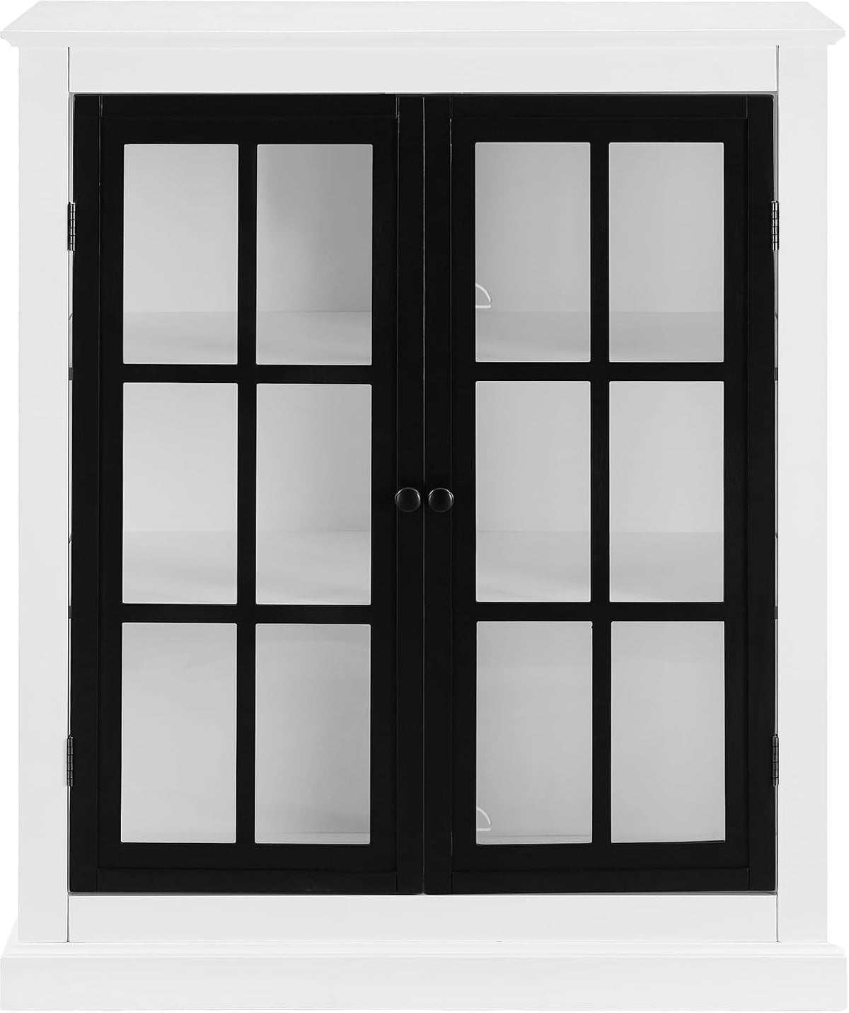 Crosley Furniture Cecily Stackable Pantry Storage Cabinet with Shelves, Kitchen, Dining, or Laundry Room, White/Matte Black