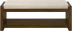 Modern Compact Bed End Bench, Accent Bench with Lower Shelf Shoe Rack, for Living Room Entryway
