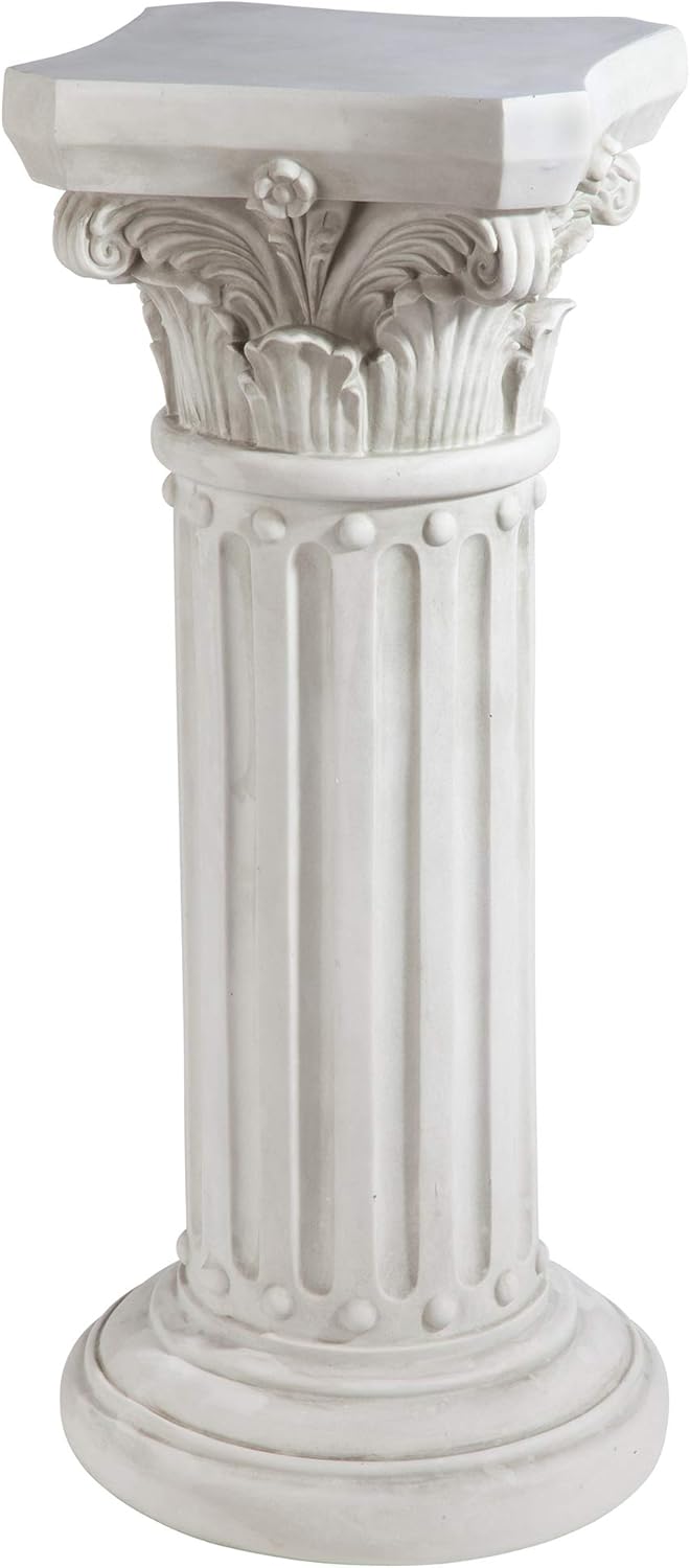Design Toscano Athena Corinthian Furniture Pedestal Column Plant Stand, 16 Inches Wide, 16 Inches Deep, 33 Inches High, Handcast Polyresin, Antique Stone Finish