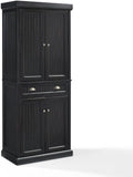 HomeStock Kitchen Pantry Cabinet - 30" Wide Storage - Distressed Black Finish