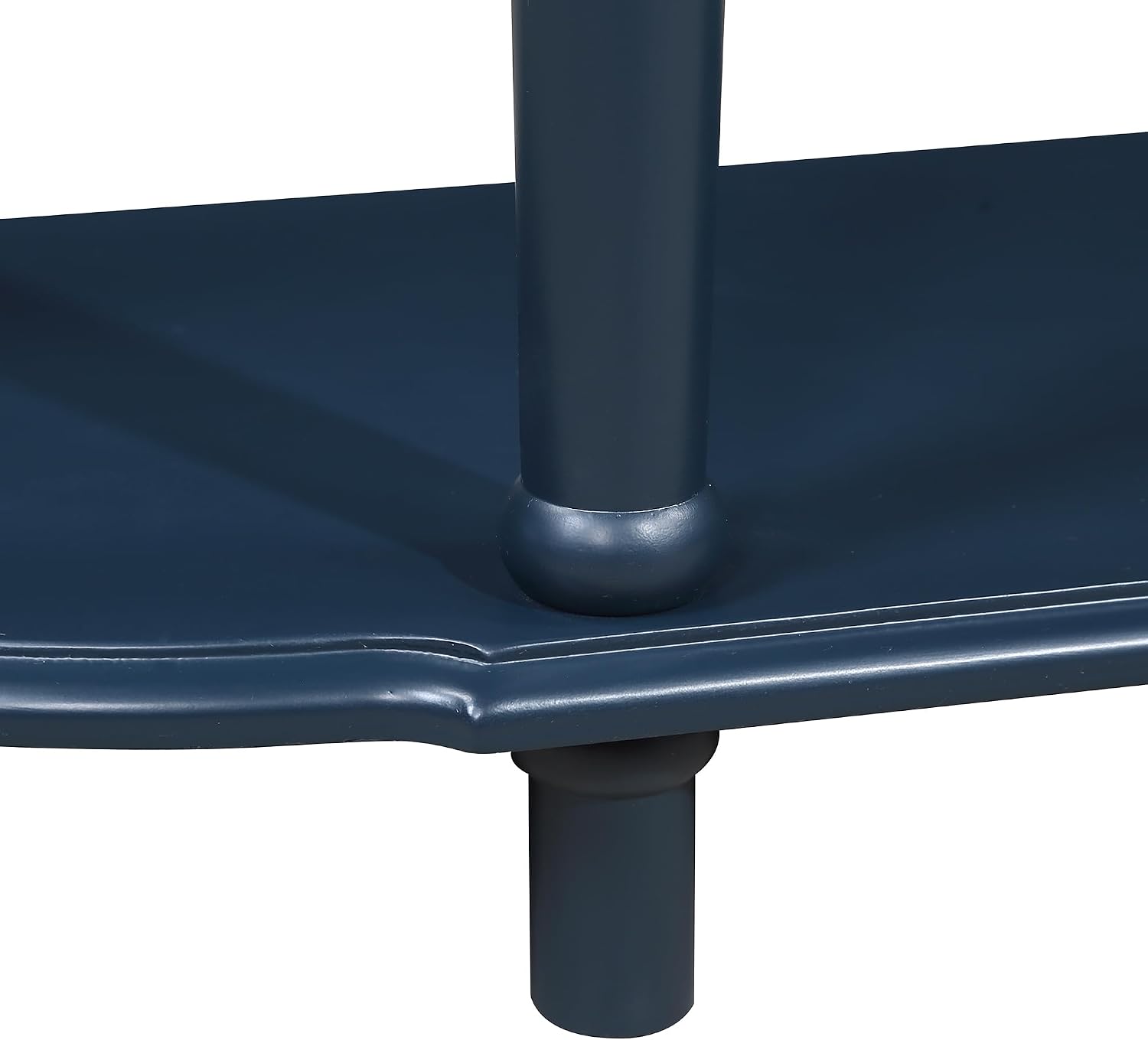 P PURLOVE Curved Console Table with 2 Drawers, Retro Sofa Table with Solid Wood Frame and Legs, Half Moon Entry Table for Home Kitchen Entryway (Navy Blue)