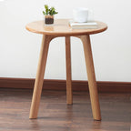 Round End Table for Living Room Coffee Side Table, Durable All Natural Solid Oak Wood Side Table for Living Room, Bedroom, Balcony, Easy to Maintain (Natural)