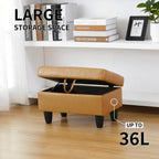 Leather Storage Ottoman Bench,28.5" Large Square Ottoman with Storage, Foot Rest Footstool Bench Coffee Table with Thick Cushion for Home Decor/Entryway/Living Room/Bedroom/Rv Car/Loft,Ginger