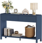 FATORRI Console Sofa Table for Entryway, 47.2 Inch Wood Hallway Tables for Living Room, Modern Couch Table behinde Sofa with 2 Drawers for Foyer Storage (Blue)