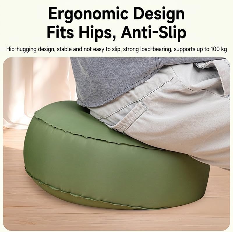 Inflatable Stool Camping Seat Foldable Sofa Leg Pads Cushion for Outdoor Hiking Travel Home Office Use Lightweight Durable Portable Navy
