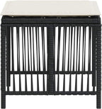 Poly Rattan Garden Stool Set of 4 Black Cream