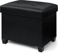 Ottoman with Storage, Rectangular Storage Ottoman, Faux Leather Ottomans with Legs for Living Room Bedroom Dorm, 23.6" D x 17.7" W x 19.9" H, Jet Black