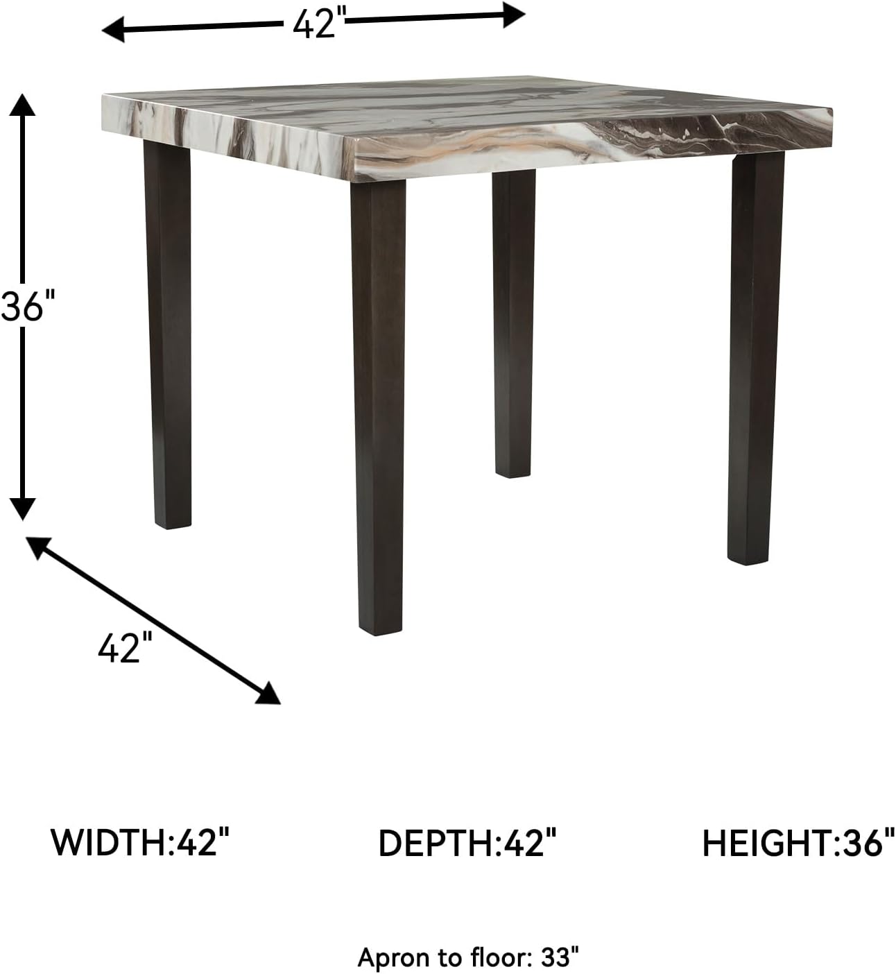 Signature Design by Ashley Jazmore Contemporary Counter Height Dining Table with Faux Marble Pattern, Dark Brown & Beige