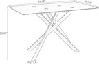 51 Inch Glass Dining Table Set for 4, Rectangular Tempered Glass Kitchen Table with Metal Base, Modern Black Dining Room Table with 4 Leather Dining Chairs for Kitchen Living Room