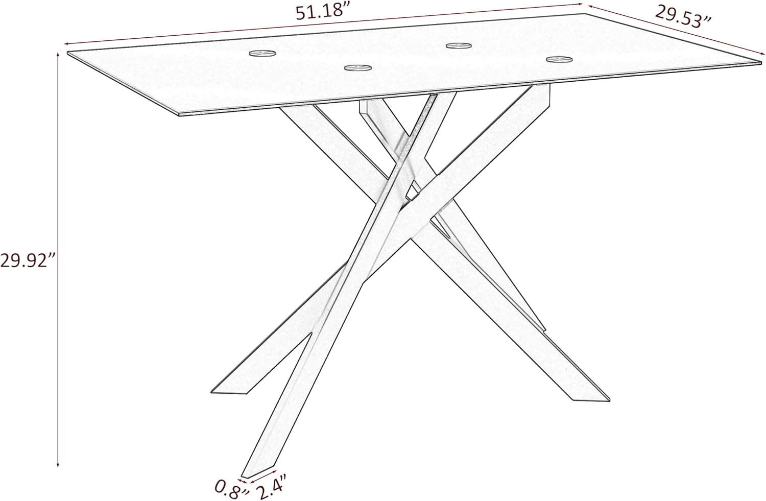 51 Inch Glass Dining Table Set for 4, Rectangular Tempered Glass Kitchen Table with Metal Base, Modern Black Dining Room Table with 4 Leather Dining Chairs for Kitchen Living Room
