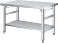 48" x 24" Stainless Steel Folding Table - 920 LBS Commercial Foldable Prep Table, Metal Worktable with Adjustable Undershelf and Feet, for Home Kitchen Restaurant Garage Warehouse, Heavy Duty