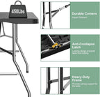6FT Folding Tables – Heavy Duty Portable Foldable Picnic Table with Built-in Handle, 450 lb Capacity – Ideal for Events, Parties, Crafts, Camping & Dining (6-Pack, Black)