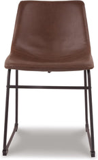 Signature Design by Ashley Centiar Mid-Century Dining Chair Set of 2, Brown | Contoured faux leather bucket seats, Matte black tubular metal base, Optimized for compact kitchen and eat-in spaces