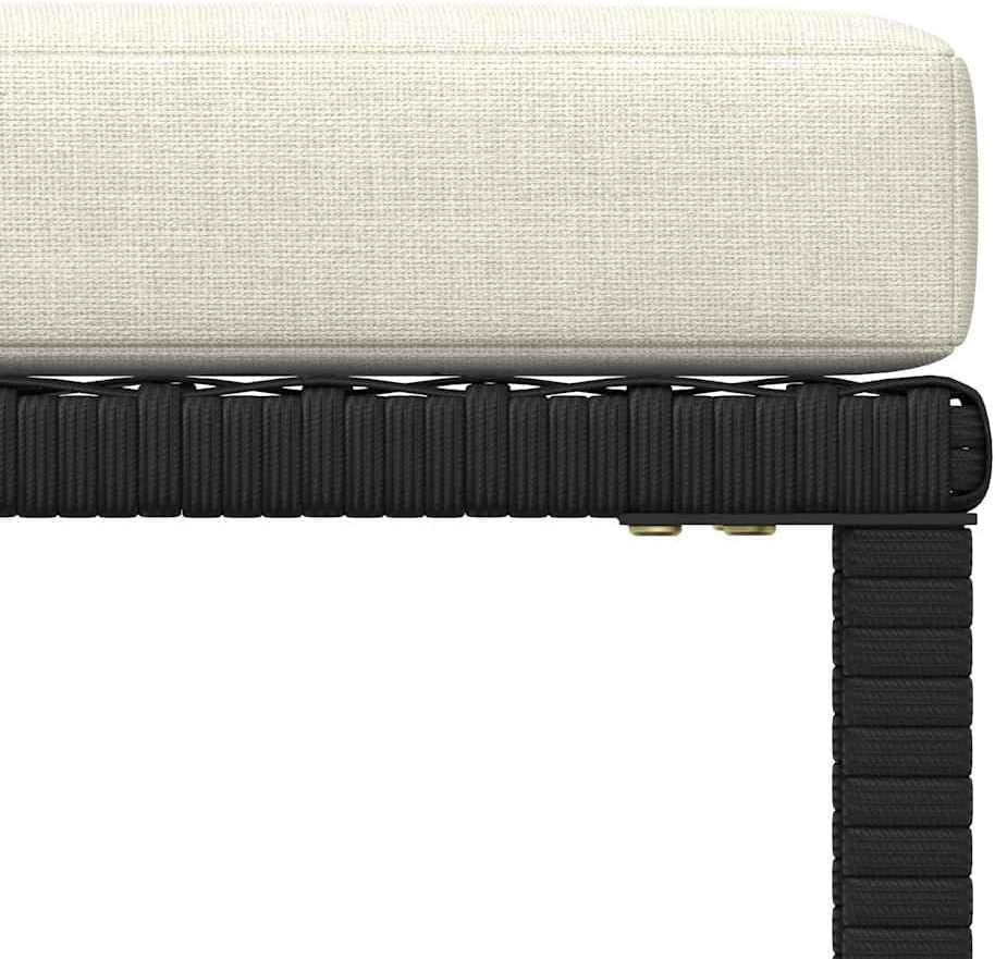 vidaXL Black Poly Rattan Sectional Footrest with Cream White Cushions - Versatile Outdoor Furniture - Steel Frame - Weather-Resistant Material