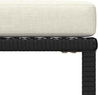 vidaXL Black Poly Rattan Sectional Footrest with Cream White Cushions - Versatile Outdoor Furniture - Steel Frame - Weather-Resistant Material