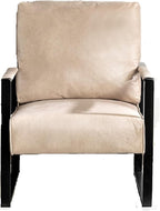 Direct Classic Mid Century Modern Accent Chair with Durable Square Metal Frame, Armchair for Living Room, Bedroom, Home Office in Spotted Microfiber Upholstery, Light Camel