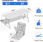 4 Pack Foldable Table 6ft, Plastic Folding Table, Portable Heavy Duty Dining Table with Lock Function & Carrying Handle, Outdoor Indoor Foldable White Table for Camping Party Picnic