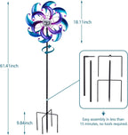 WONDER GARDEN Wind Spinners for Yard and Garden-Solar Wind Spinners - 61 Inch Blue Wind Sculptures & Spinners with LED Changing Light Glass Ball for Garden Patio Outdoor Decor