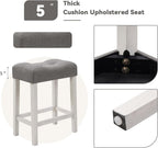 59" Dining Bar Table Set with Power Outlet, Behind Couch Sofa Table with 3 Padded Stools, 4 Piece Bar Table and Chairs Set for Living Room, Dining Room, Gray