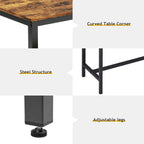 Rovibek 43" Dining Table Set for 4, Modern Space Saving Kitchen Breakfast Table with Benches & Adjustable Feet, Wooden Industrial Style Farmhouse, Wood Tone