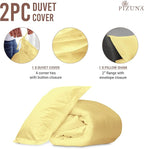 Pizuna Pure 100% Cotton Twin Duvet Cover Set, Luxurious 400 Thread Count Long Staple Cotton Sateen Weave with Button Closure (Combed Mellow Yellow Cotton Duvet Cover Twin)