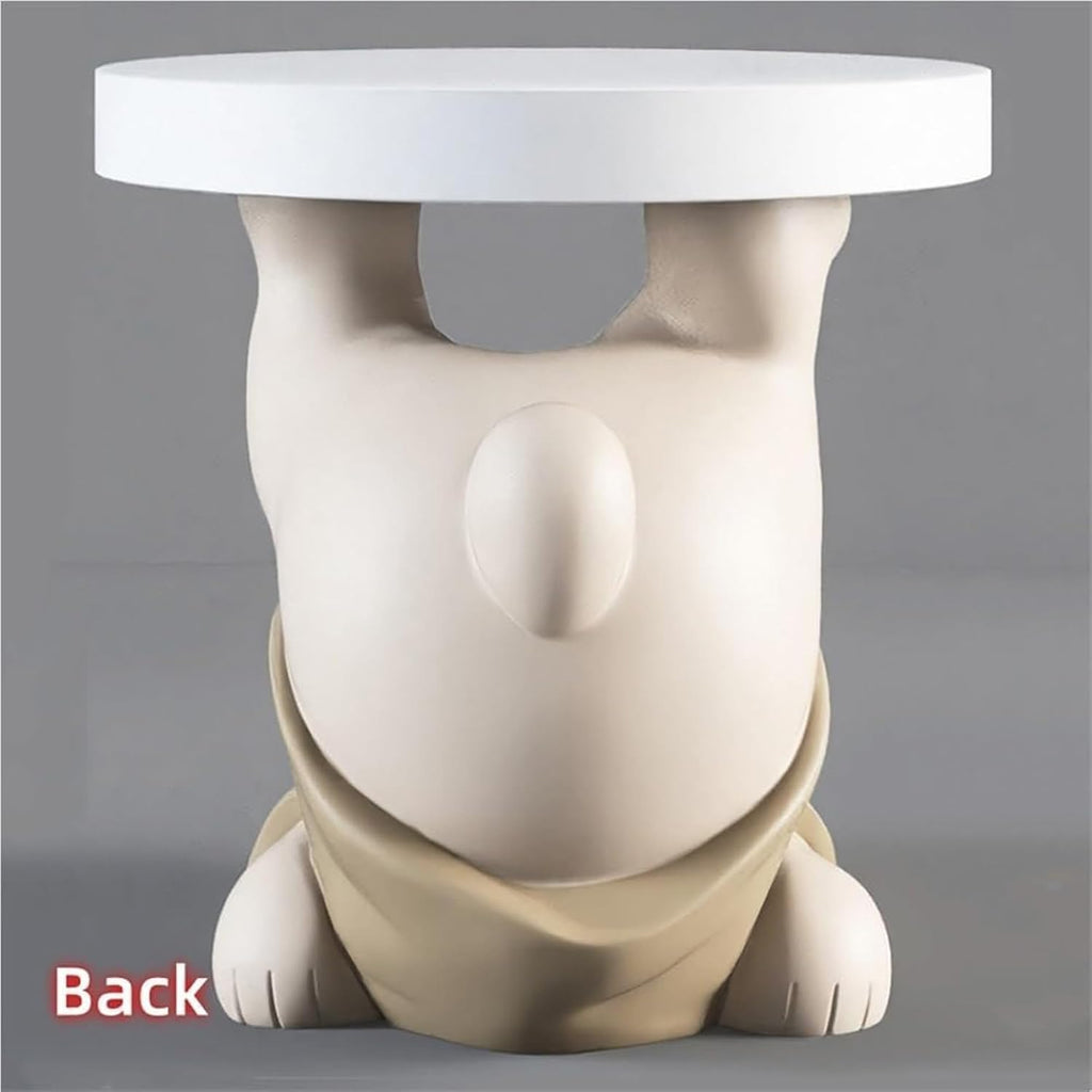 Bear Statue End Table, Round Side Table, Resin Sculpture Bedside Table, Small Space Saving Nightstand Couch Corner Stand Bedroom, Accent Table for Living Room(Gold)