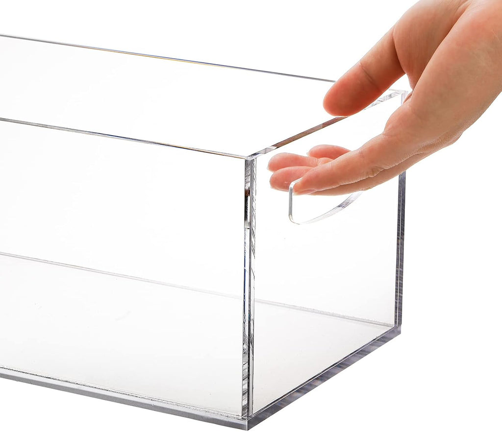 Frcctre 2 Pack Acrylic DVD/CD Storage Box, Clear DVD Holder Case with Handles, Stackable Storage Container Shelf Organizer Bin for CDs, Video Games, Blu-ray, Books, Home, Office