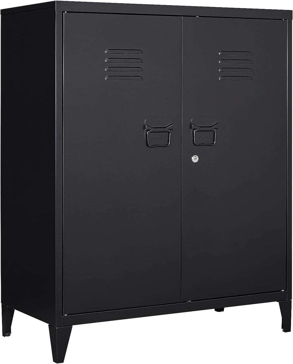 MIIIKO Metal Locker with 2 Doors, Metal Storage Sideboard Accent Cabinets for Kitchen, Pantry, Home Office and Garage