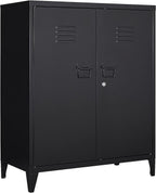 MIIIKO Metal Locker with 2 Doors, Metal Storage Sideboard Accent Cabinets for Kitchen, Pantry, Home Office and Garage