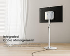 FITUEYES Small Rolling TV Cart for 24-48 Inch TVs, Height Adjustable, White | Minimalist Modern TV Floor Stand on Wheels, Fits Max VESA 200x200mm, Portable Smart Television Cart for Study, Master Series