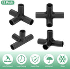 4 Pcs 11mm Greenhouse Frame Building Connectors, 4 Way Right Angle Pipe Fitting for Grape Trellis/Sunscreen Shed/Gardening Plant Stakes, Greenhouse Accessories [Black]