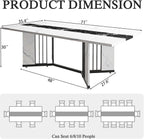 JassmiPkwy 71 Inch Dining Table for 6 8 10 People, Rectangular Faux Marble Kitchen Dining Table Wooden, Modern Large Tabletop and Metal Adjustable Feet, White