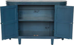 LKTART 47'' Buffet Sideboard Cabinet with Storage,Modern Curved Accent Accent Storage Cabinet Solid Wood Veneer for Living Room Kitchen Hallway(Blue)