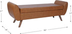 HomePop Modern Storage Bench with Wood Legs |Homepop Home Décor|Bench with Storage for Living Room & Bedroom - Cognac Brown Faux Leather