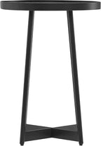 Ranlo Modern Round Accent Table with Geometric Metal Legs in Black Finish