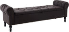Faux Leather Storage Bench 67 Inch Upholstered Tufted Ottoman Bench with Arms Large Storage Space King Size End of Bed Bench for Bedroom Living Room Entryway Whiskey Coffee