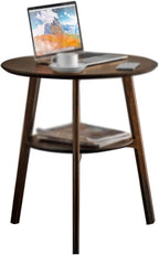 Round Snack Table, 2-Layer Telephone Table with Partition, Nightstand for Library Reading Room Balcony, 59 * 59 * 66CM(Size:59 * 59 * 66CM,Color:A)